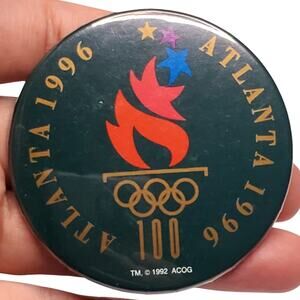 1996 Atlanta Olympics Collectors Button Pin Vtg 2"